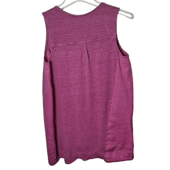 J. Jill Love Linen Women Small Magenta Pink Wide Strap 100% Linen Tank Top - Picture 3 of 6